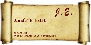 Janák Edit névjegykártya